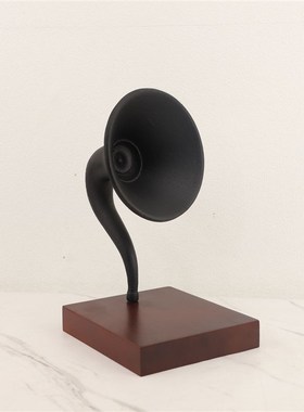 北欧极简木质金属喇叭摆件样板房电视F柜卧室客厅茶几家居饰品摆