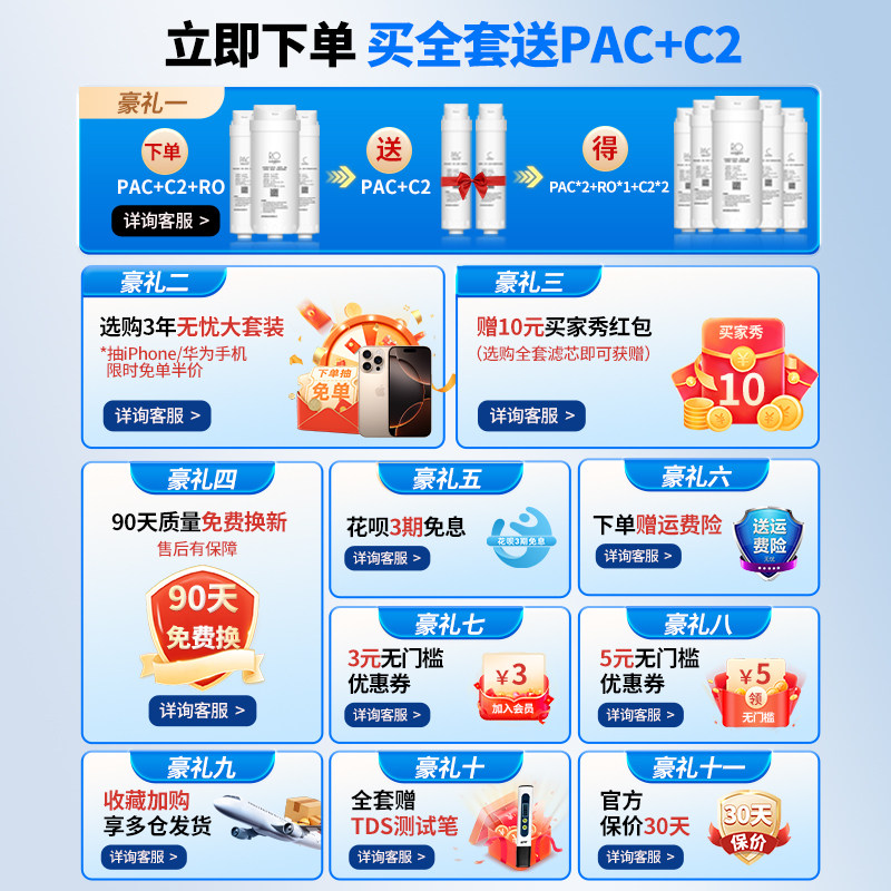 通用美的comfee净水器滤芯FRO4003/6003净水机PAC/C/RO反渗透滤芯