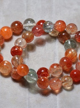 天然阿鲁沙共生太阳石坦桑尼亚手链金太阳水晶手串金草莓晶男女