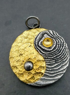 【太极八卦】吊坠项链纯银吊坠金银帅气民族银饰吊坠男女情侣项链