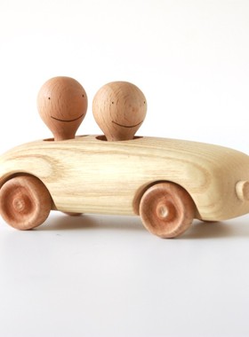 雨木实木小汽车摆件创意可爱玩具软装家居O桌面饰品礼物拍摄道具