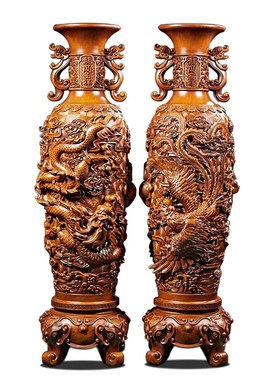 花瓶一对龙凤呈祥家居客厅落地摆件电视柜L旁边工艺品乔迁新居礼