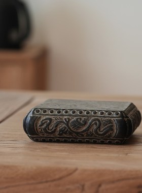 茶桌摆件底座烧水壶承天然石隔热茶盘中式复古石雕茶托茶道配件