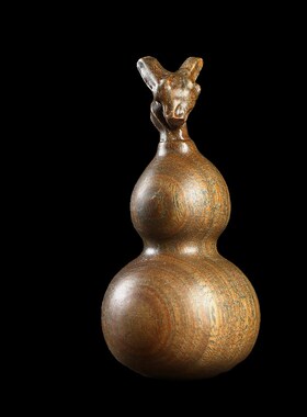 天然绿檀b木龙头葫芦福禄摆件汽车挂件钥匙扣文玩手把件创意装饰