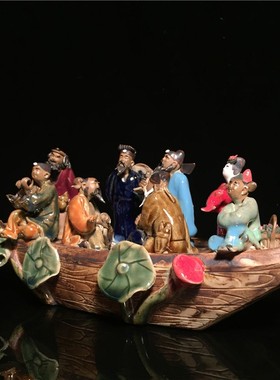 石湾公仔八仙过海陶瓷创意客厅电视柜博古架摆设家居装饰礼品