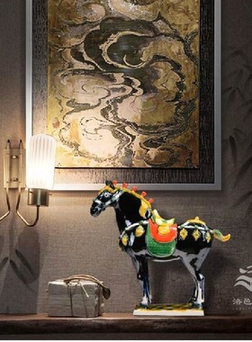 唐彩五马皇家唐马新古典家居装饰工艺品陶瓷商务礼品