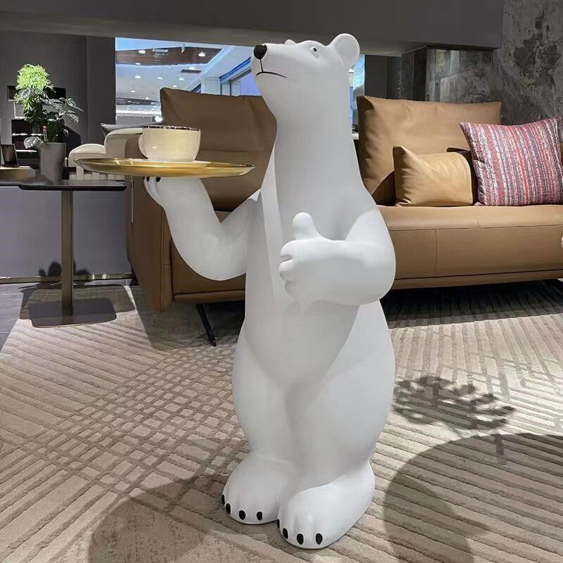 创意客厅落地熊摆件大型动物电视C柜玄关乔迁轻奢装饰收纳托盘礼,淘宝优惠券,粉丝福利购,淘宝优惠卷