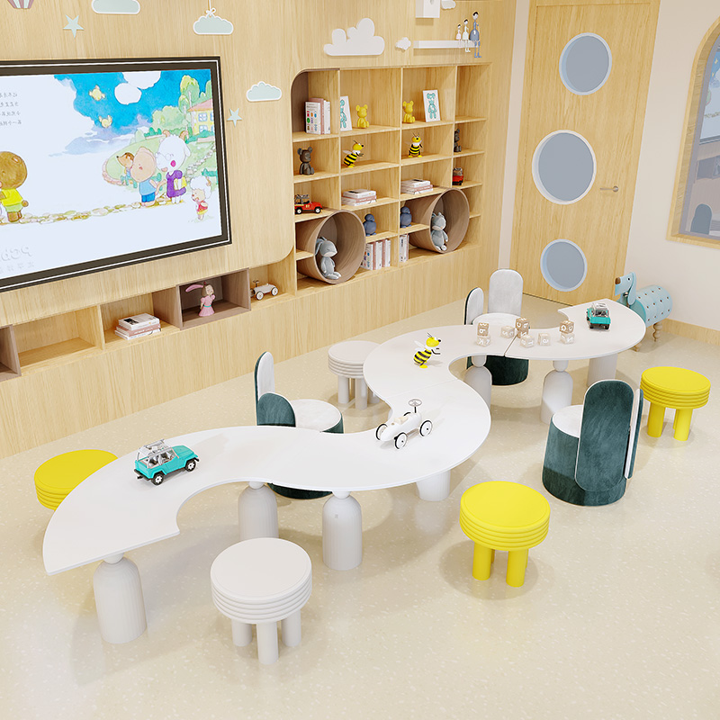 Children's tables and chairs, early childhood education center, creative entertainment area, kindergarten picture book library, learning handmade table customization