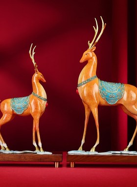 黄铜鹿青云直上鹿家居饰品客厅办公室业乔迁礼品