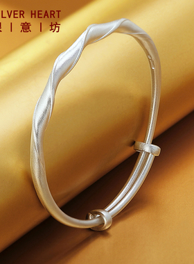 银手镯女纯银年轻款高级感小众设计银饰网红古法银镯子女神节礼物