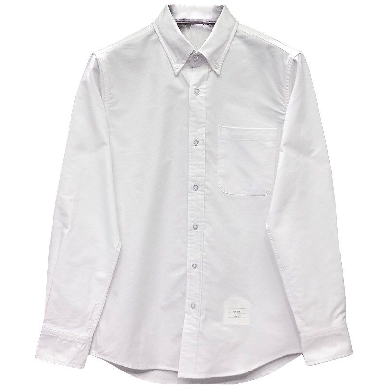 TB白色衬衫男2024夏季新款韩版时尚修身袖口条纹休闲长袖情侣衬衣,淘宝优惠券,粉丝福利购,淘宝优惠卷