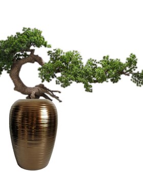 新品新中式陶瓷花瓶售楼处别墅大圆桌餐桌楼道花架罗汉Z松栽种插