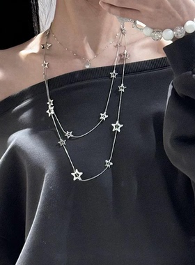 古着感繁星项链 高级感小众设计双层叠戴项链女ins质感轻奢锁骨链