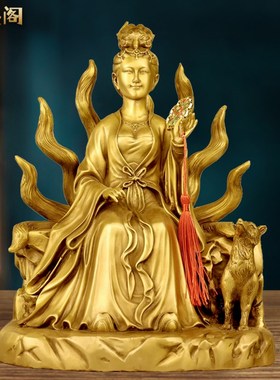 聚鑫阁纯铜九姑娘狐像工艺品z摆件铜像家居客厅玄关装饰品摆放