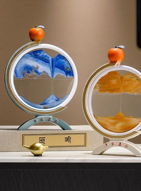 平安喜乐流沙画新中式沙漏招财鹿C摆件客厅酒柜电视柜办公室装饰