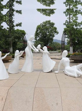 户外抽象欧式天使摆件学校售楼z部店铺幼儿园玻璃钢跳舞人物雕塑