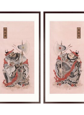 工笔人物国画武将门神秦叔宝尉迟恭画像玄L关书房新中式卷轴挂画