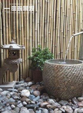 日式庭院流水石i钵景观林造景户外竹子流水摆件石槽石缸水钵水景