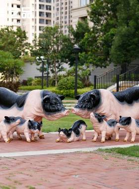 仿真陆八景大名猪雕塑摆248886件川猪荣昌猪花园庭院草坪园林观动