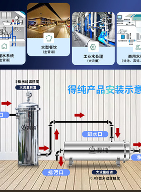 得纯大型商用净水设备工业中央净水器全屋家用别墅农村井水