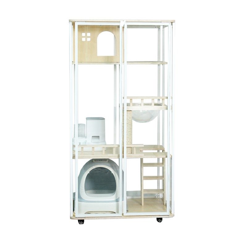 豪华猫别墅木制猫笼子全透明实木猫窝猫屋家用小户型猫笼窝舍猫柜,淘宝优惠券,粉丝福利购,淘宝优惠卷