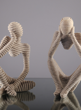 北欧创意抽象人物思考者摆件工艺品书房客厅电视柜轻奢软装装饰品