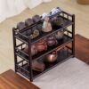 Desktop teapot rack small Bogu rack tea cup rack tea set storage rack multi-layer tea room countertop drain cup holder Chinese style