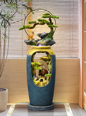 假山流水喷泉花瓶过年装饰摆件客厅电视柜旁大型景观乔迁开业礼品