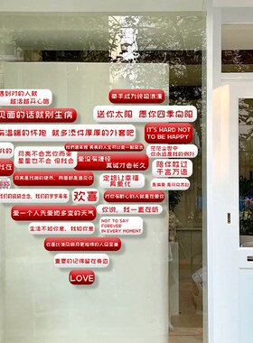 网红店打卡装饰贴纸服装奶茶店铺氛围布置橱窗玻璃贴爱心创意贴画