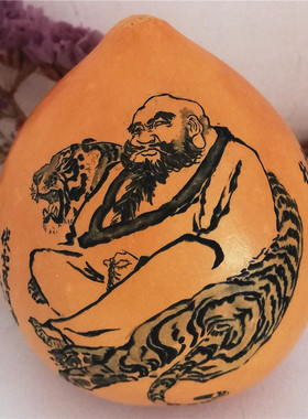 精工把玩手捻微雕针刺彩雕墨刻文玩双胞胎天然鸡蛋葫芦收藏品摆件