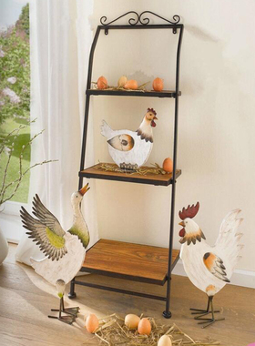 乡村样板间庭院花园站立铁质白鸭鹅摆件 户外摆件装饰园艺鸭子