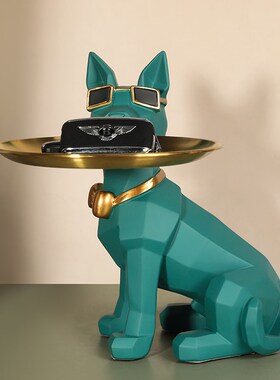 轻奢狗狗钥匙收纳托盘摆件家居客厅入户玄关装饰品小摆设乔迁礼物