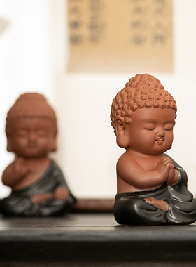 久造陶瓷家居客厅桌面禅意摆件中式小如来佛像工艺品车载室内装饰