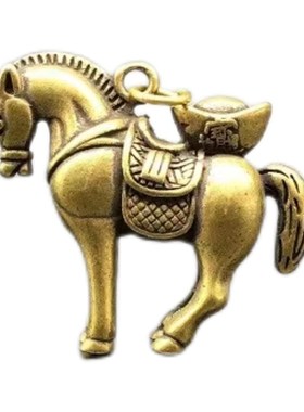 小铜马挂件吊坠马上赢马上封侯马上有钱黄铜钥匙扣铜微雕摆件铜器