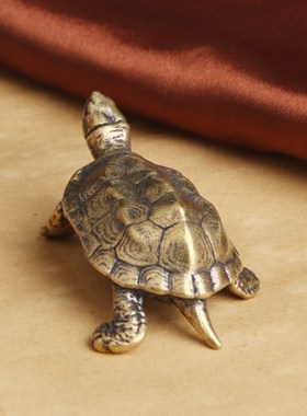 迷你铜龟小摆件纯实心黄铜乌龟铜宠手把件锦鲤鱼古玩铜雕件铜玩