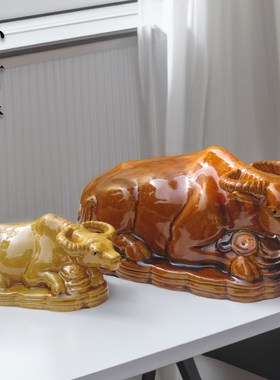 陶瓷牛摆件生肖牛客厅装饰牛卧牛工艺品客厅卧室开业乔迁礼物品