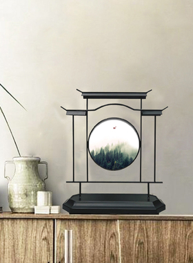 承沁新中式摆件家居摆设陶瓷铁艺摆饰创意装饰工艺品禅意山水饰品