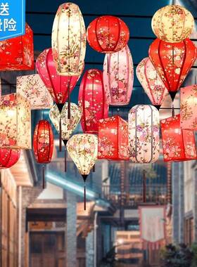 国潮灯笼户外广告印字红吊灯挂饰仿古中式防水中国风手工灯笼