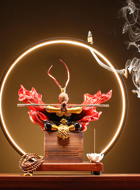 新中式齐天大圣斗战胜佛家居客厅桌面陶瓷装饰品生肖猴孙悟空摆件