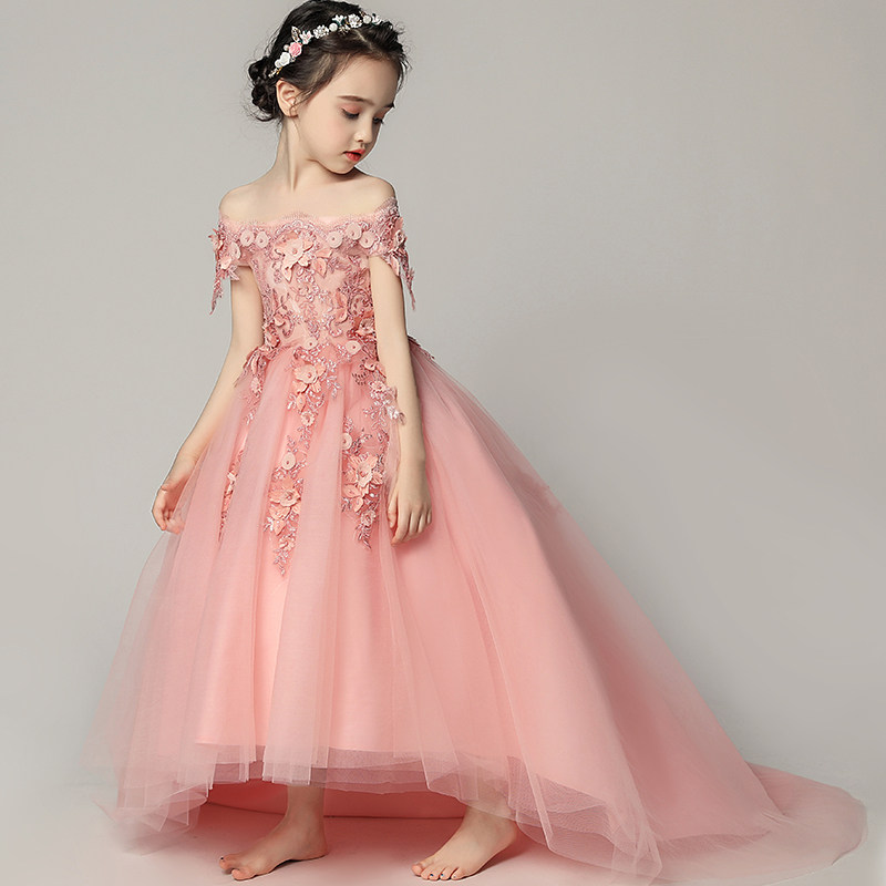 儿童晚礼服公主裙女童婚纱小花童拖尾钢琴演出服小主持人蓬蓬纱夏,淘宝优惠券,粉丝福利购,淘宝优惠卷