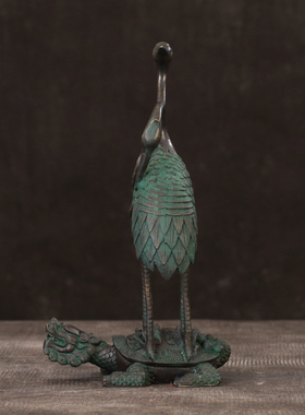 徽匠铜韵 纯铜龟鹤延年双鹤摆件家居装饰品结婚周年礼品健康长寿