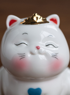 猫咪摆件陶瓷可爱耍酷小猫咪家居客厅治愈系办公桌面装饰品汽车载