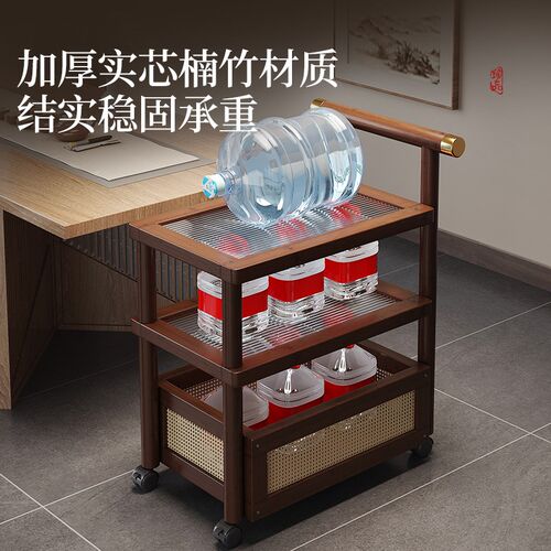 移动小推车中古茶几沙发侧边柜桌子复古小型床头柜带轮零食置物架 - 图3