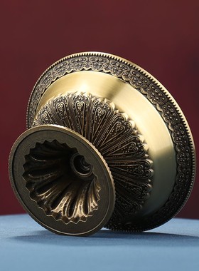 藏式纯铜护杯家居雕花光面供杯礼佛摆件黄铜圣水杯供具装饰桌摆件