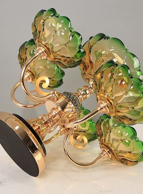 创意彩色双层玻璃果盘糖果盘干果盘客厅茶几样板间轻奢装饰品摆件