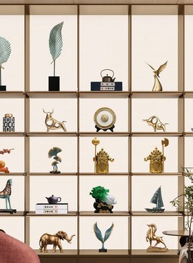 新中式客厅玄关隔断柜酒柜装饰品办公室展示柜书柜博古架复古摆件