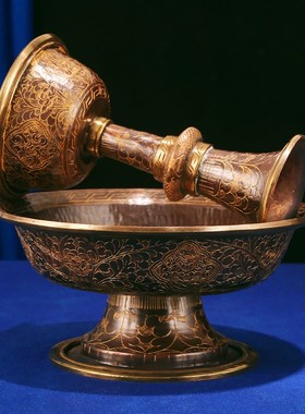 紫铜雕花尼泊尔供护法杯纯铜摆件藏式纯铜摆件西藏用品供具供护杯