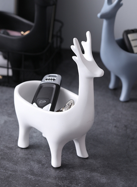 北欧鹿摆件装饰品首饰收纳盒创意女生房间梳妆台床头柜桌面小摆设