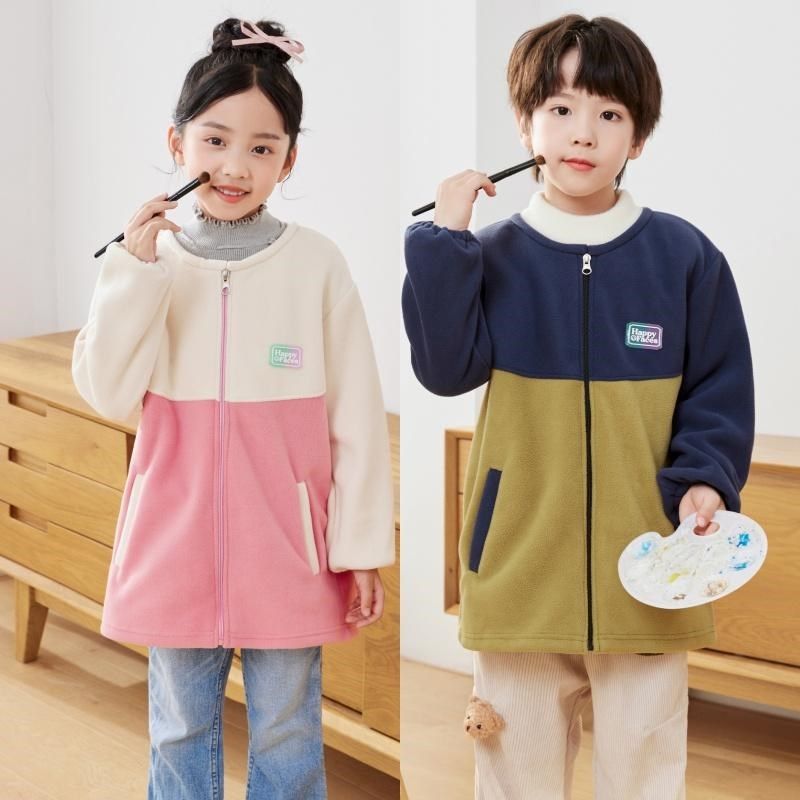 秋冬季儿童罩衣加绒摇粒绒外套洋气外穿防脏羽绒服护衣幼儿园罩衫,淘宝优惠券,粉丝福利购,淘宝优惠卷