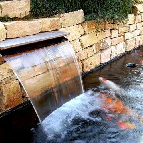 欧式水景不锈钢瀑布流水鱼池喷泉水帘叠水循环出水口定制水槽造景 - 图1